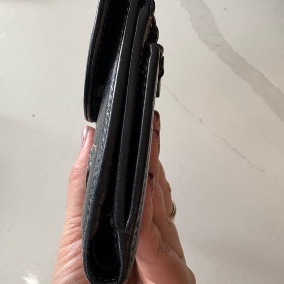 Vintage Christian Dior Saddle Flap Wallet – Black Leather with Gold D Charm - Picture 5 of 9